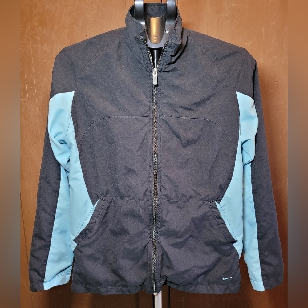 Women's Nike Windbreaker Lightweight Jacket Sz M‎ 8-10 Black & Blue